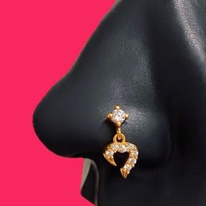 Dangle Diamond Heart Nose Stud
